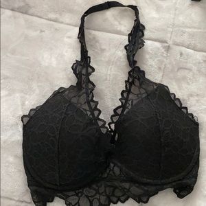 PINK Black halter bralette